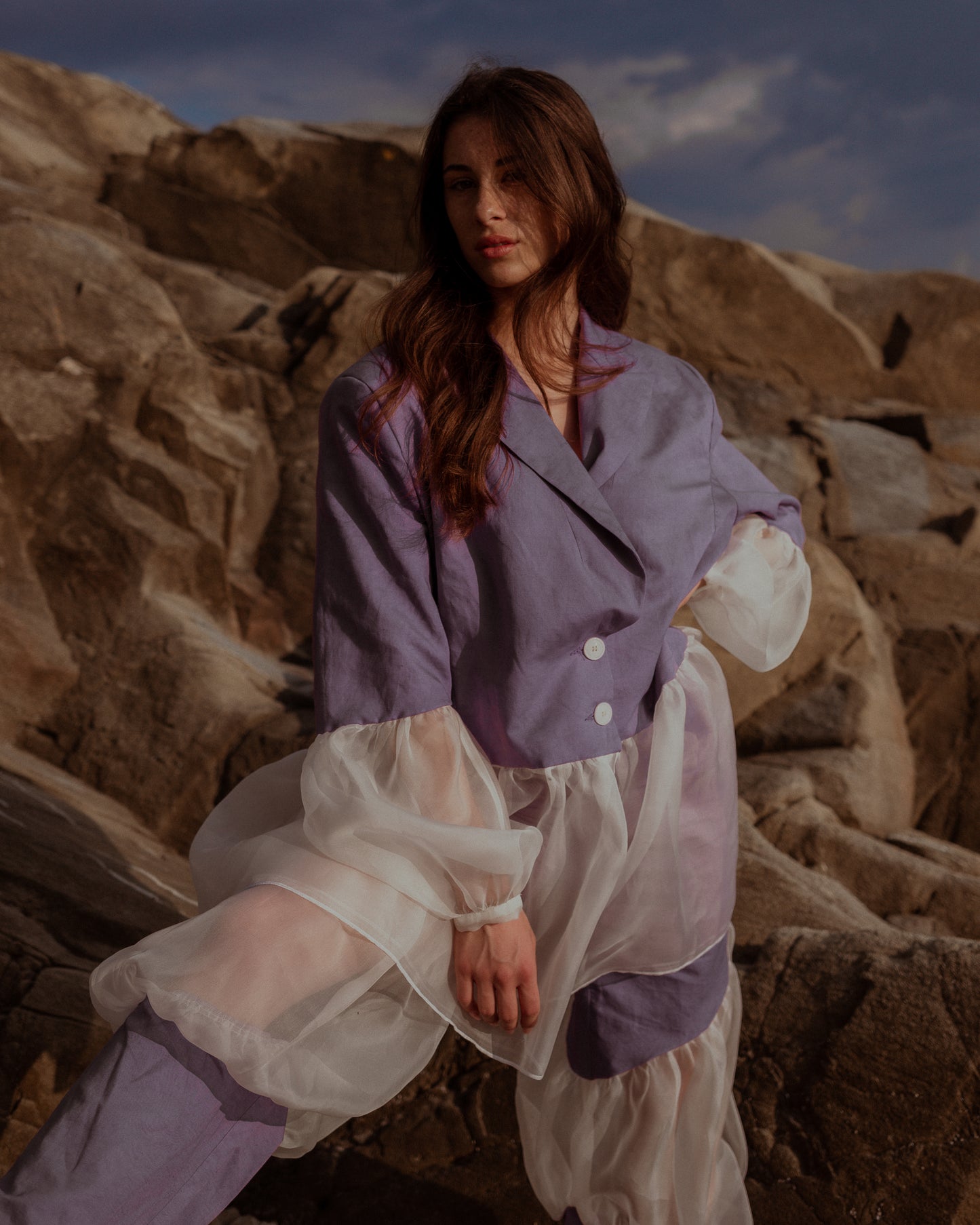 Blazer Armida oversize tintura naturale e organza