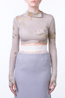 Ametea long-sleeved crop top with natural dye and ecoprint