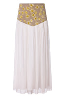 Isa midi skirt with basque in Ecoprint 