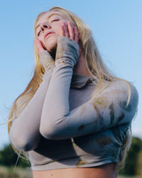 Ametea long-sleeved crop top with natural dye and ecoprint