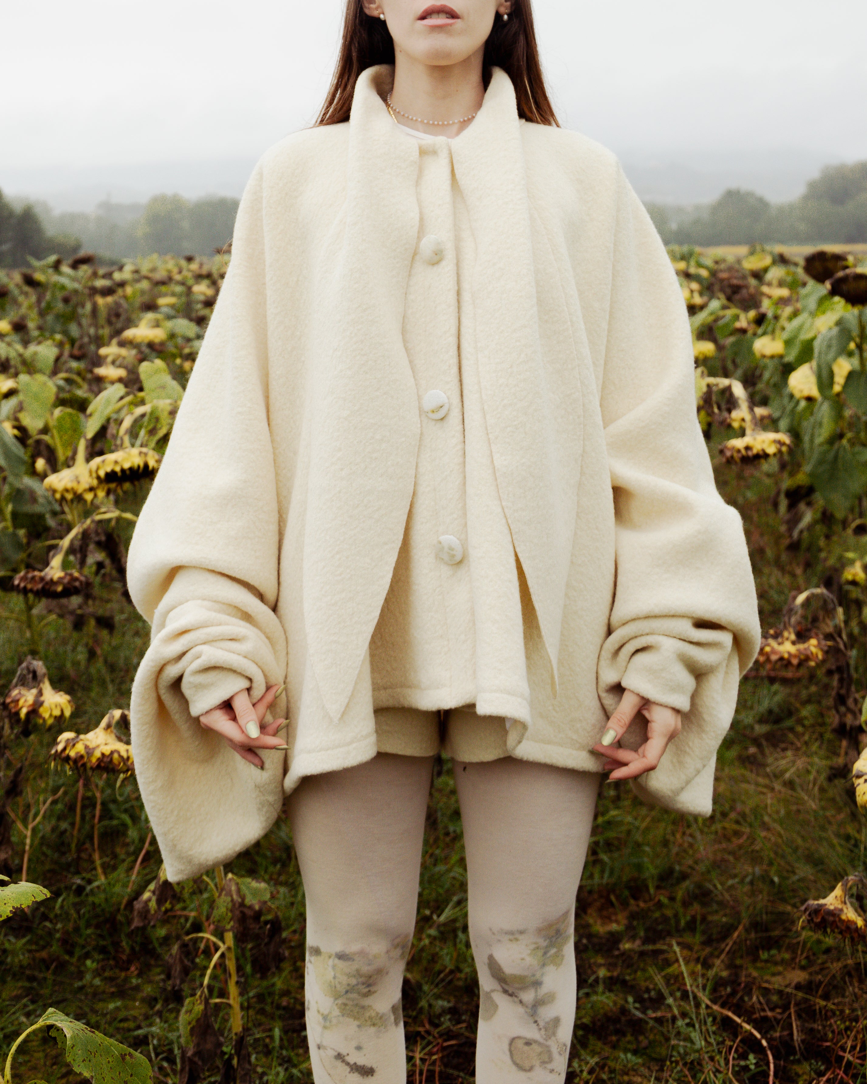 Cappotto Fedalma in lana cotta con bottoni Ecoprint