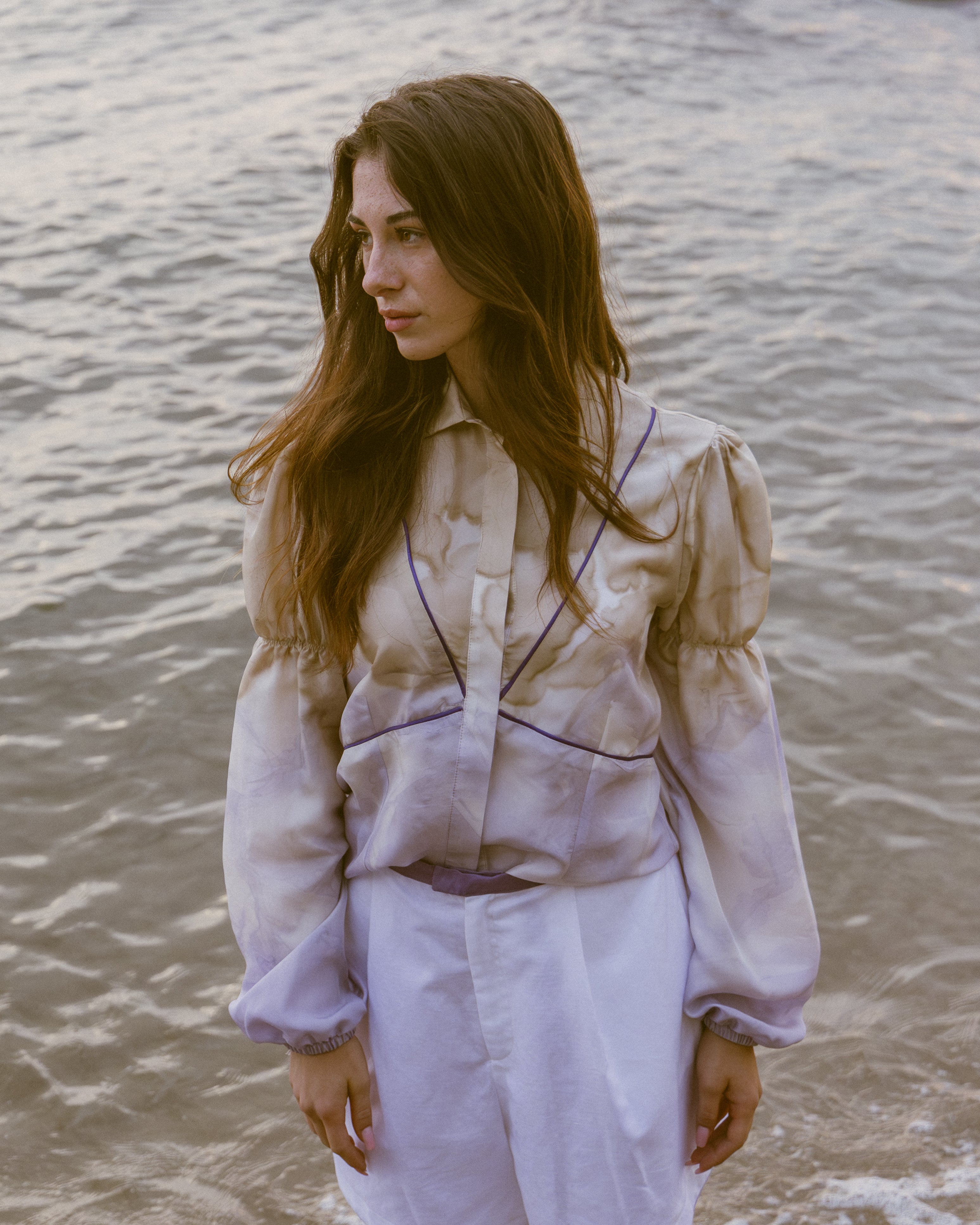 Penelope silk shirt mix natural colors