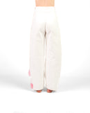 Pantalone Astrea in Cotone con Applicazioni di Rose in Organza