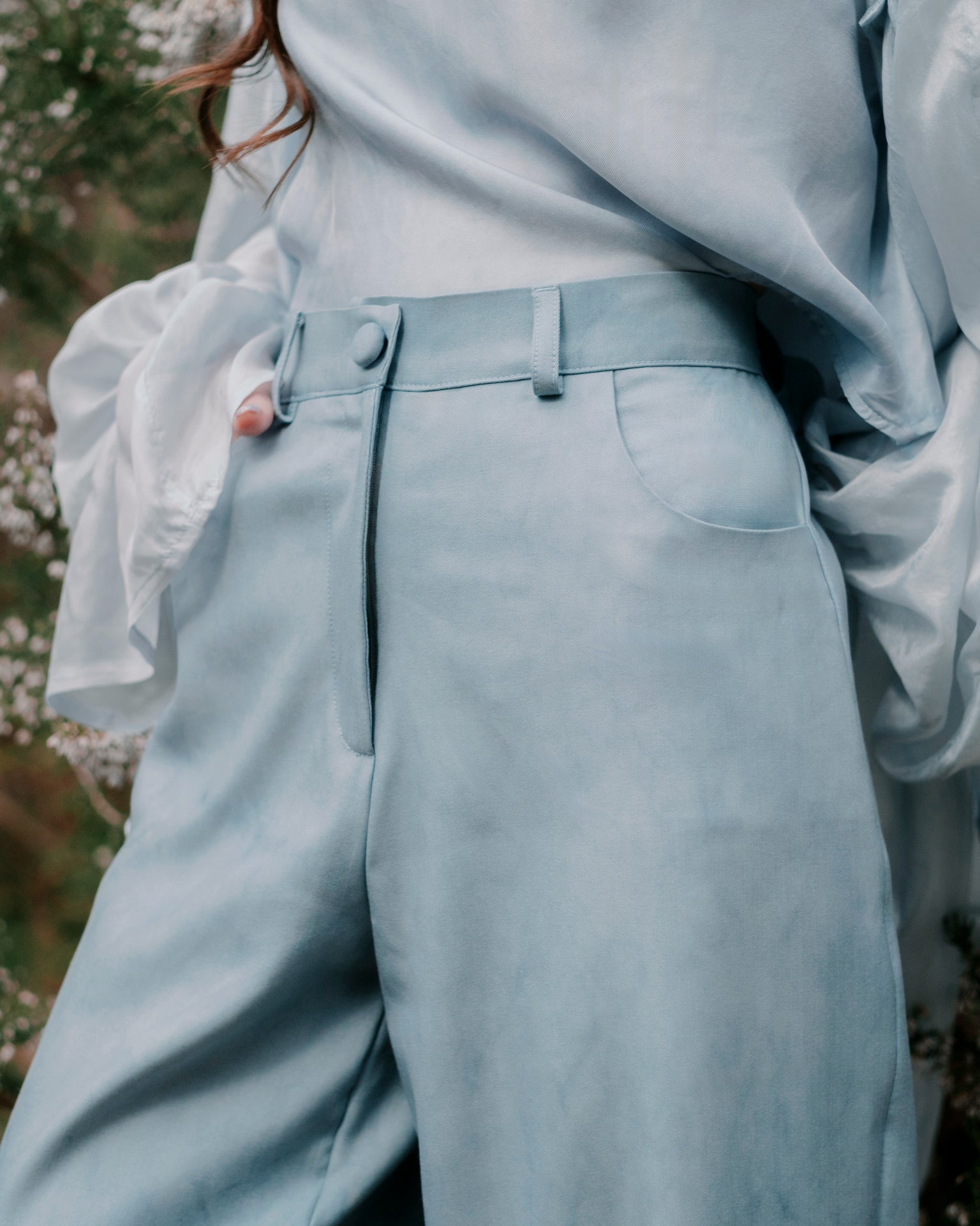 Pantalone in Tintura naturale azzurro Tosca