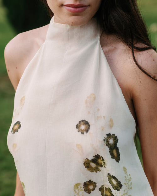 Prudence organza silk top with Ecoprint