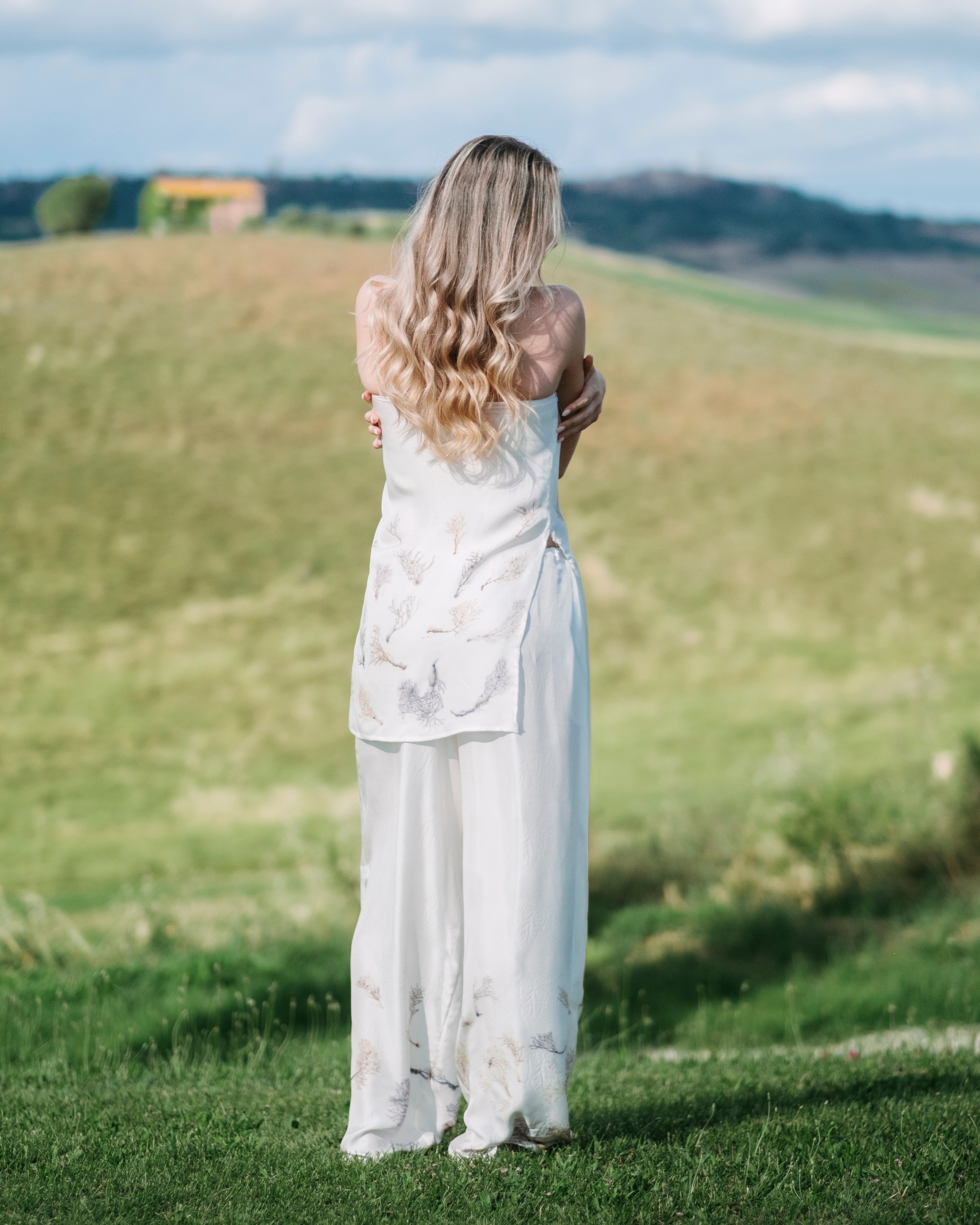 Pantaloni in seta Bina con ecoprint