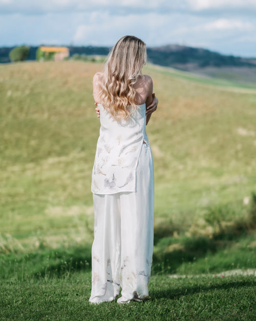 Top in seta Fausta con ecoprint