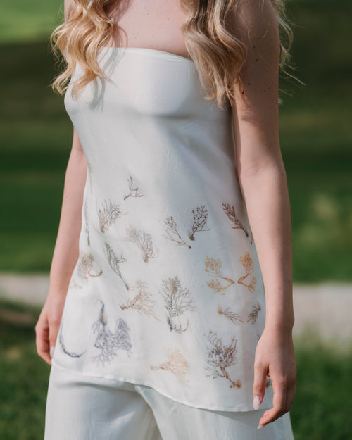 Top in seta Fausta con ecoprint