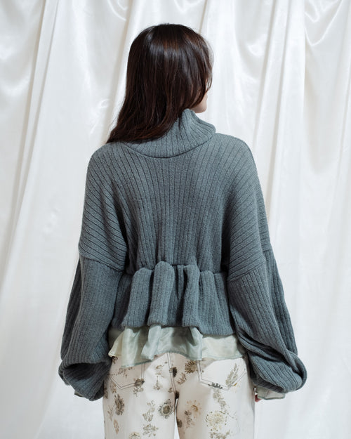 Maglione Cleò in lana e seta con tintura naturale verde