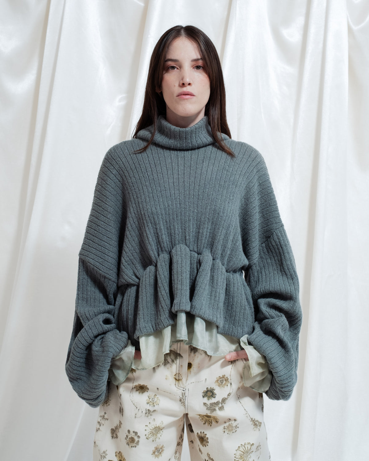 Maglione Cleò in lana e seta con tintura naturale verde