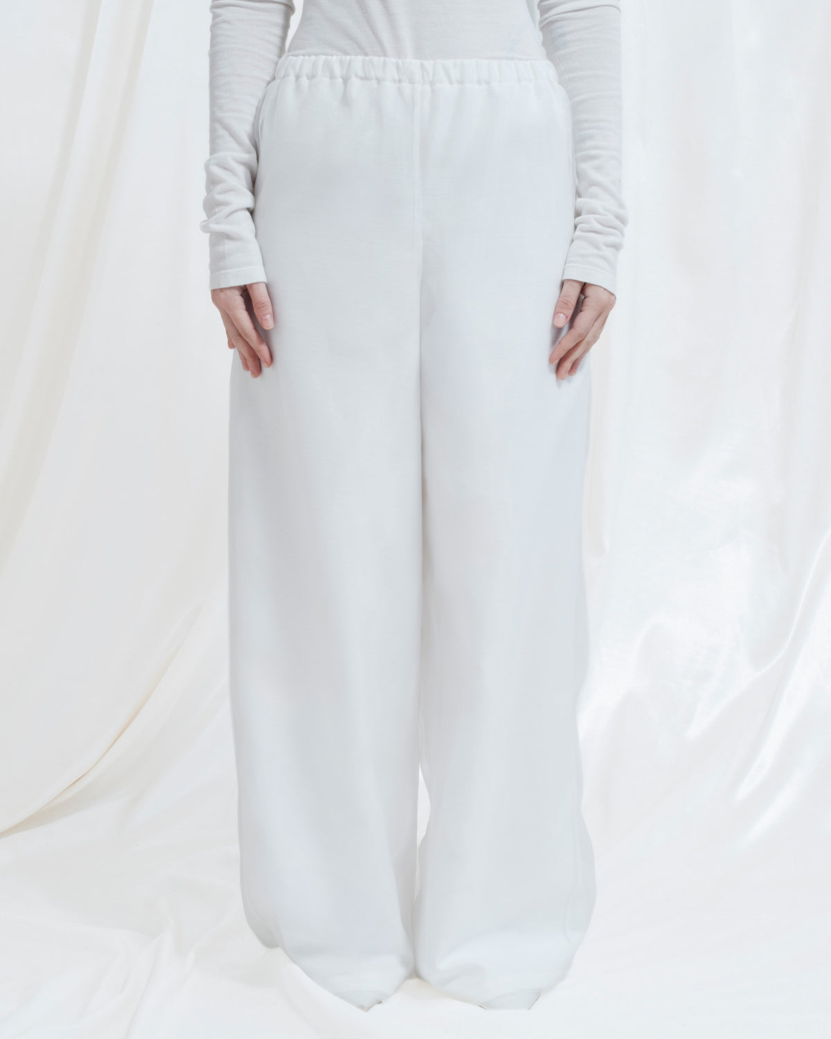 Pantaloni Mea in organza e maglia di lana