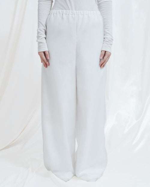 Pantaloni Mea in organza e maglia di lana