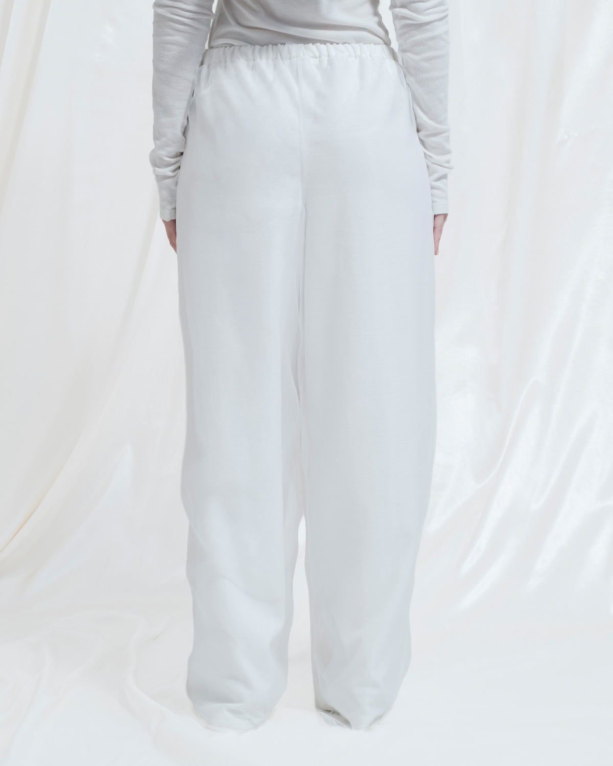 Pantaloni Mea in organza e maglia di lana