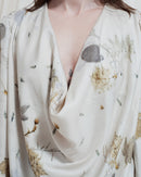 Camicia Mya in ecoprint con drappeggio frontale