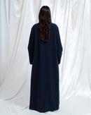 Cappotto lungo Uma blu scuro con collo alto