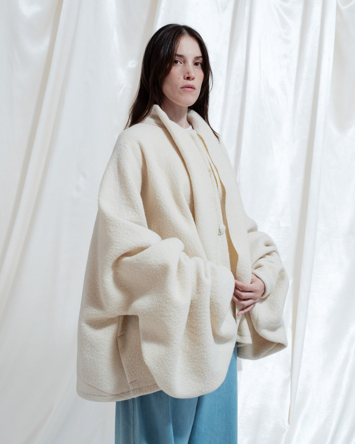 Fedalma boiled wool coat with Ecoprint buttons