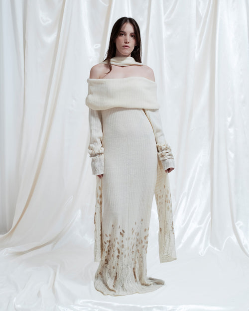Vera wool knit dress with ecoprint