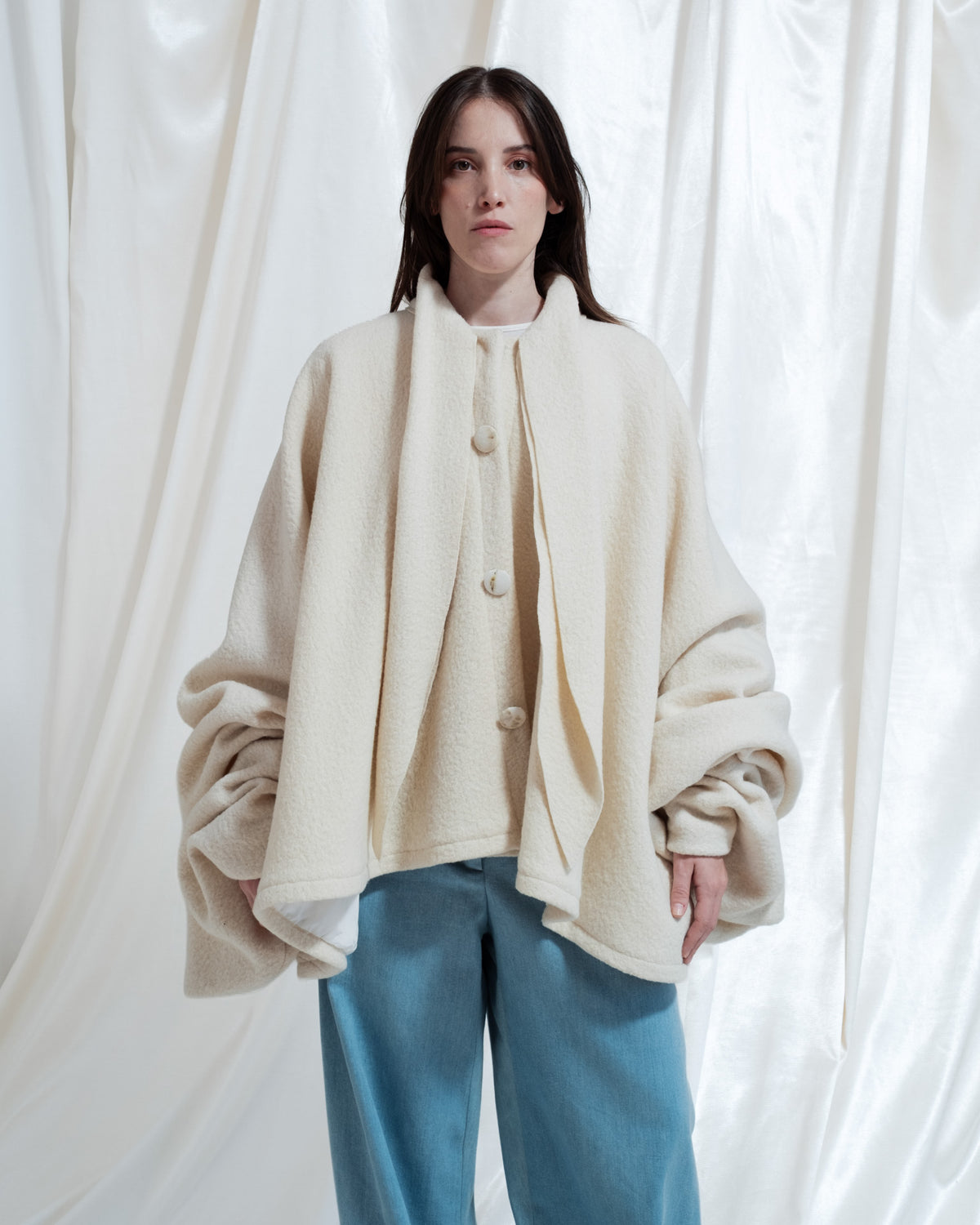 Fedalma boiled wool coat with Ecoprint buttons