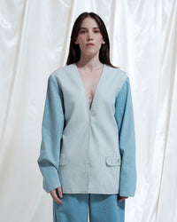 Giacca Lumi in denim deadstock con maniche a sbuffo