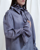 Camicia Velia con stampa botanica a freddo e tintura naturale viola