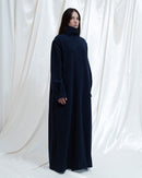 Cappotto lungo Uma blu scuro con collo alto