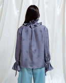 Camicia Velia con stampa botanica a freddo e tintura naturale viola
