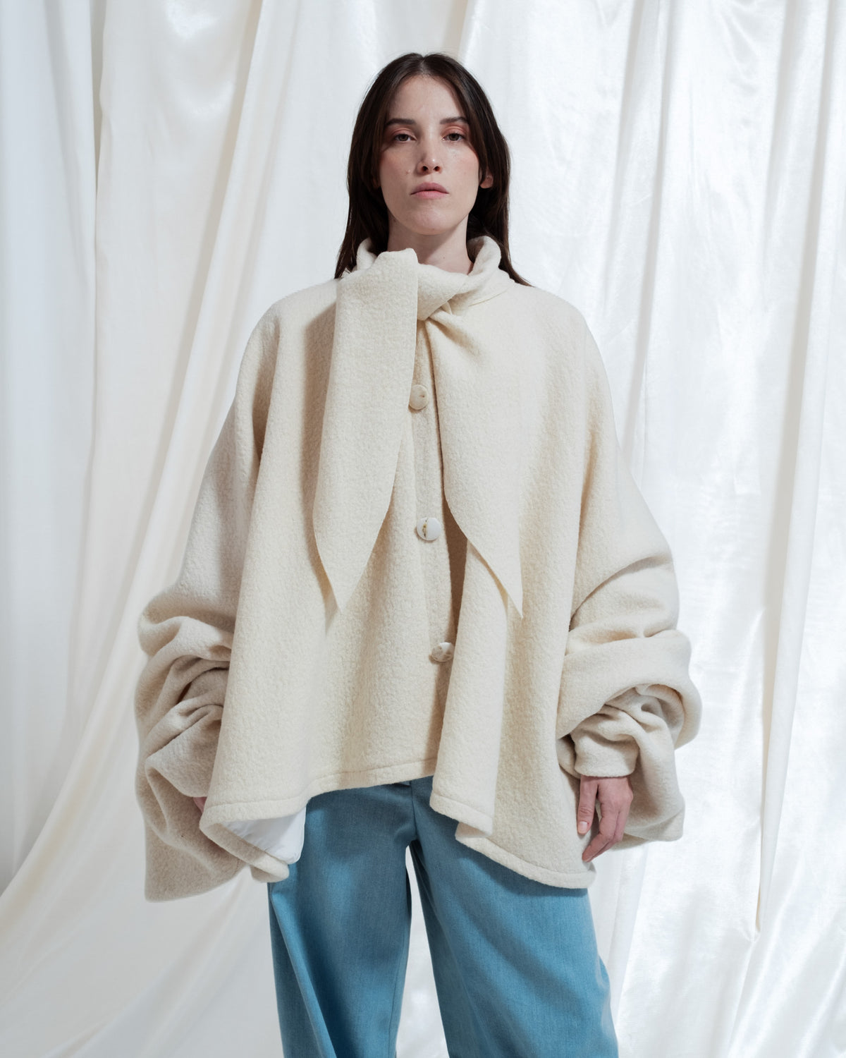 Fedalma boiled wool coat with Ecoprint buttons