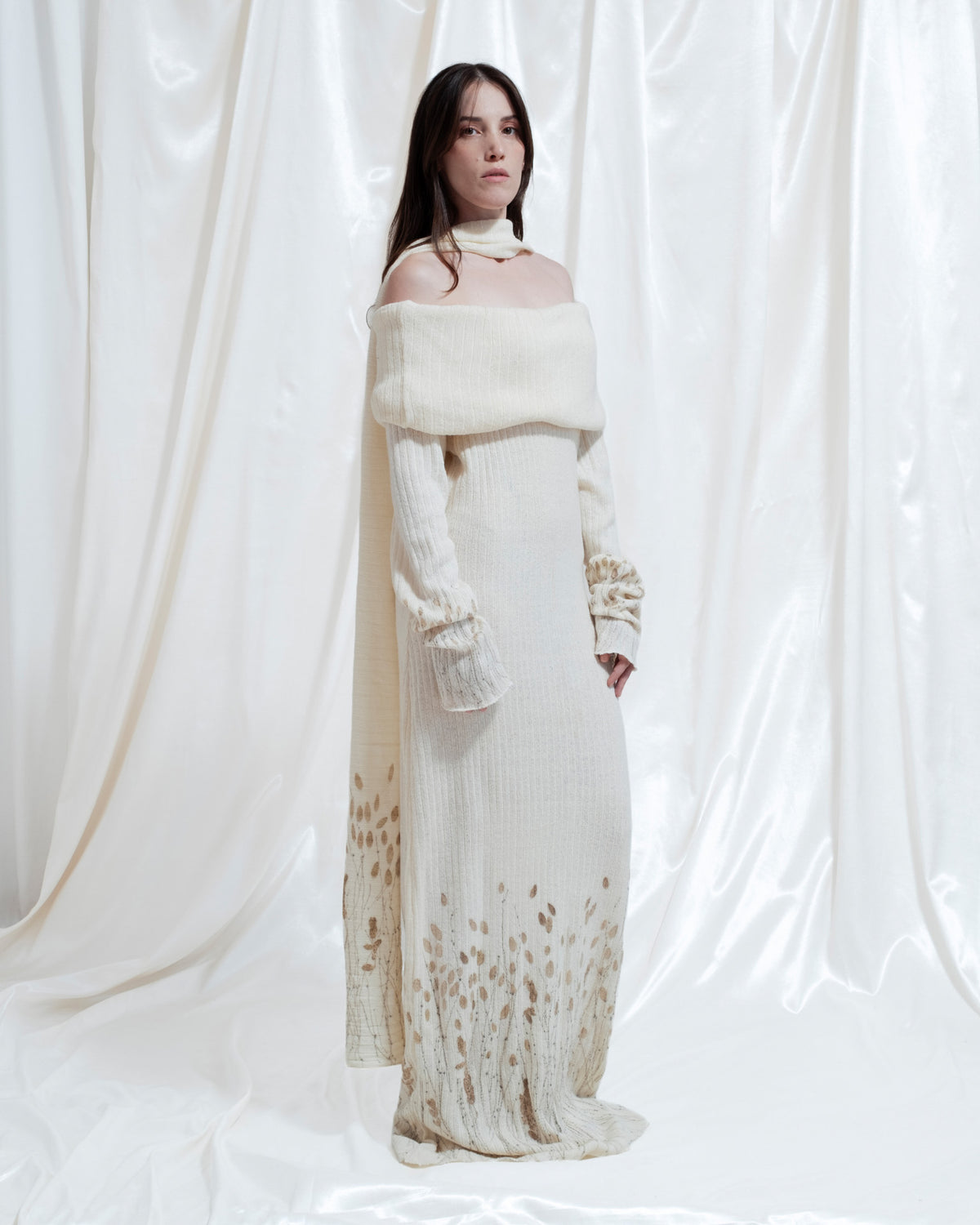 Vera wool knit dress with ecoprint