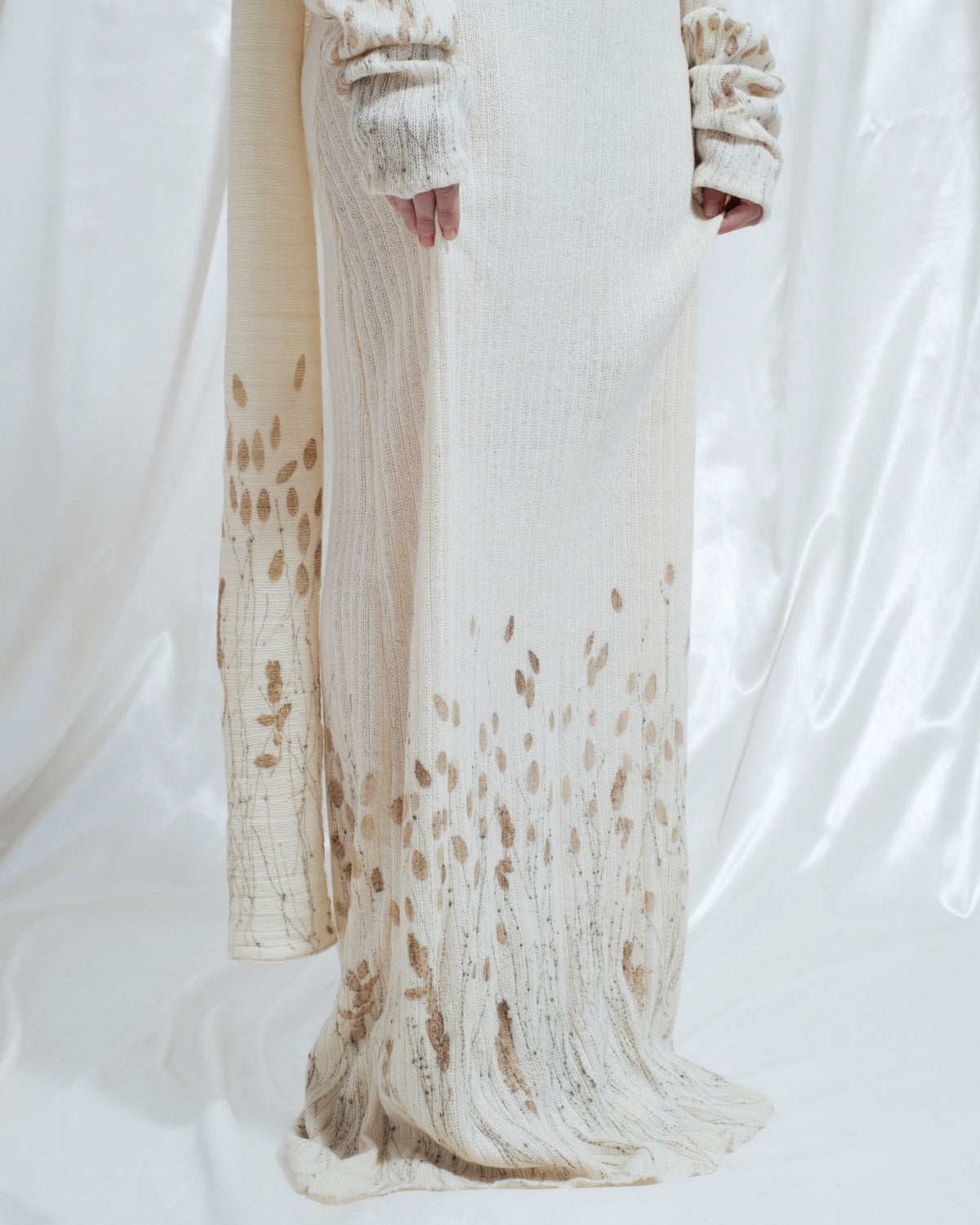 Vera wool knit dress with ecoprint