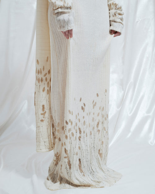 Vera wool knit dress with ecoprint