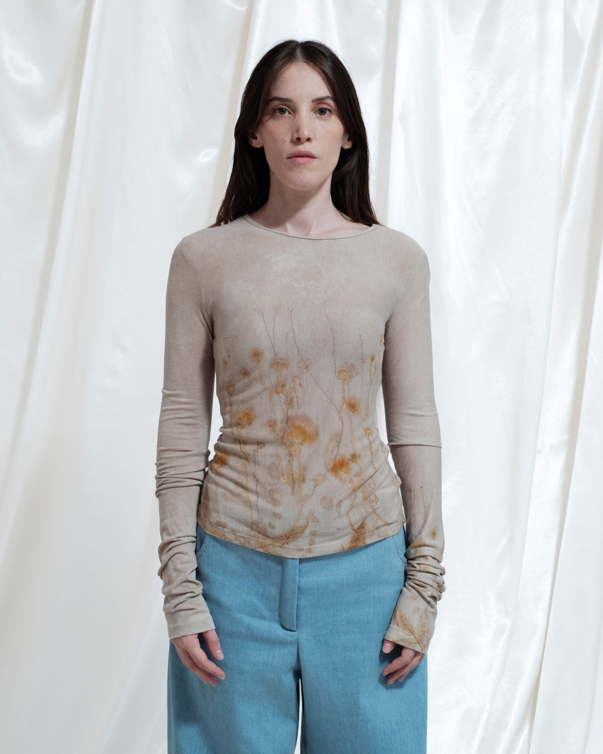Maglia maniche lunghe Lili Ecoprint e Tintura Naturale