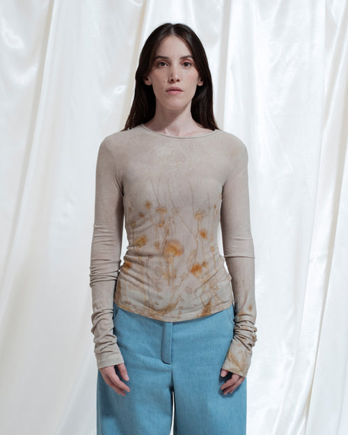 Maglia maniche lunghe Lili Ecoprint e Tintura Naturale