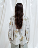 Camicia Mya in ecoprint con drappeggio frontale