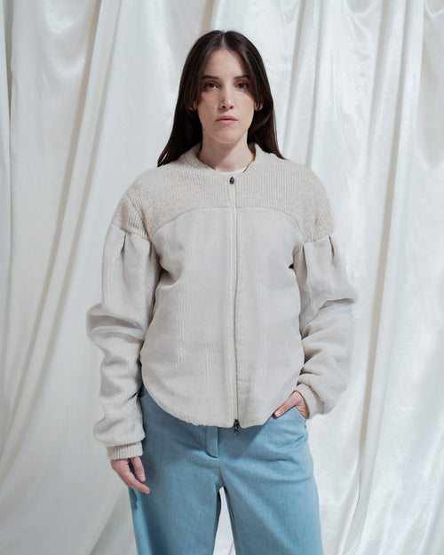 Tanis wool and organza bomber jacket