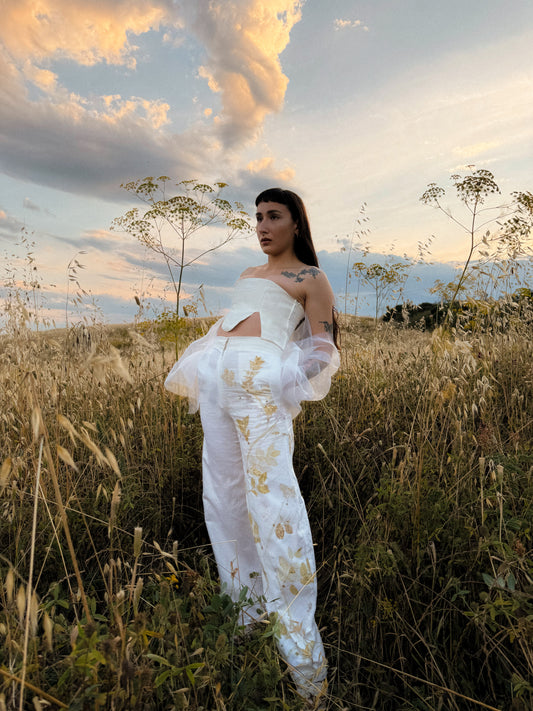 Marly linen trousers with Ecoprint