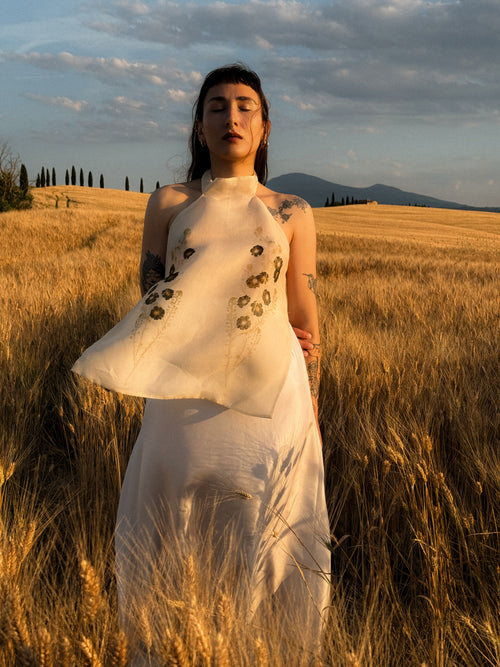 Top seta organza Prudence con Ecoprint