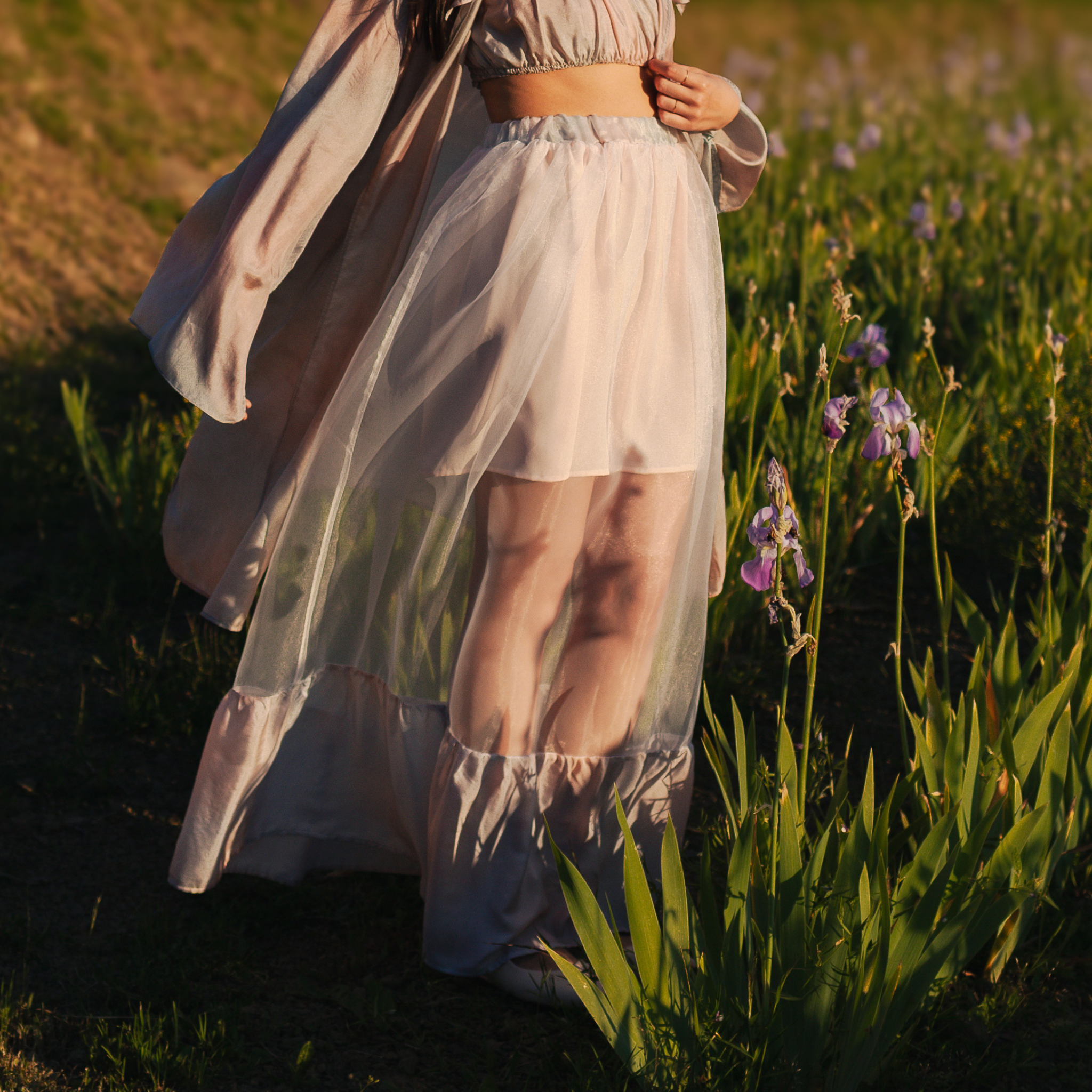 Gonna Lucilia organza e seta tinta naturalmente