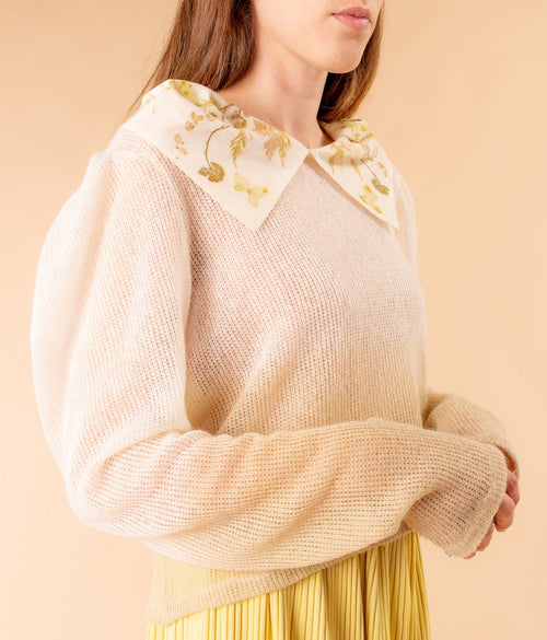 Isotta sweater in natural degradé colour with ecoprint