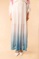 Ada dress in colored silk chiffon with natural dye degradation