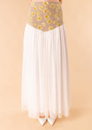 Isa midi skirt with basque in Ecoprint 