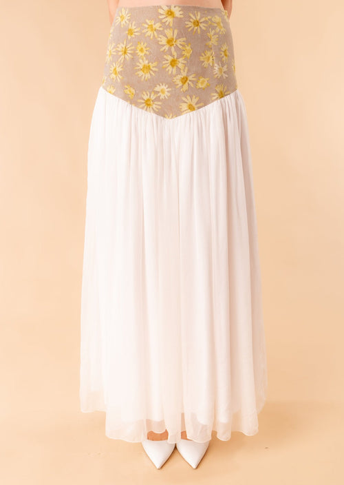 Isa midi skirt with basque in Ecoprint 