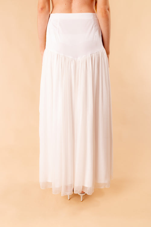 Isa midi skirt with basque in Ecoprint 